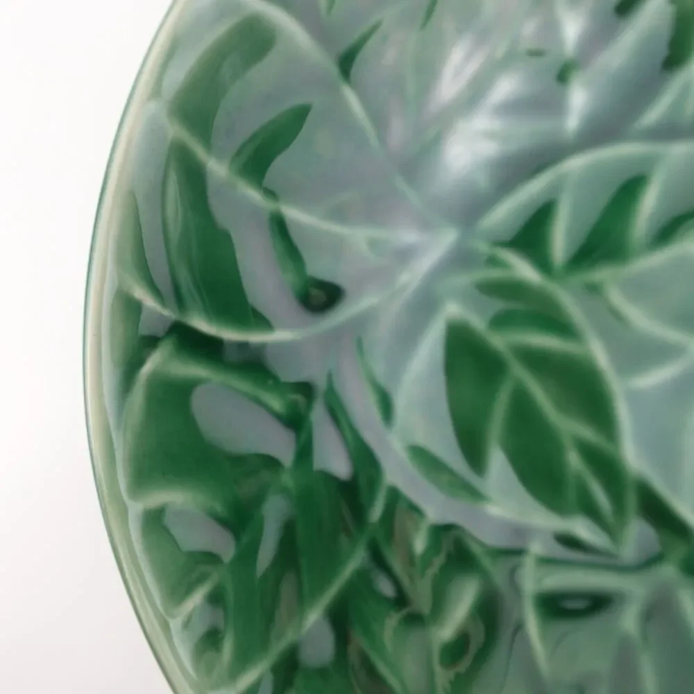 Pier 1 Stoneware Jade Leaves Bowl